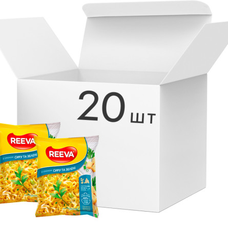 Упаковка лапши быстрого приготовления Reeva со вкусом сыра и зелени 85 г x 20 шт