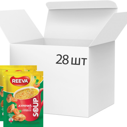 Упаковка супу Reeva курячого зі смаком курки з локшиною 17 г х 28 шт