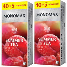 Упаковка квіткового чаю Мономах Summer tea каркаде з ягодами й ароматом малини 2 пачки по 45 пакетиків mini slide 1