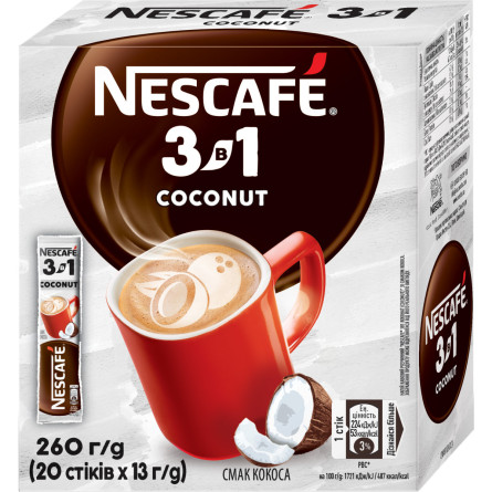 Напиток кофейный NESCAFE 3-в-1 Coconut со вкусом кокоса растворимый в стиках 20 шт х 13 г slide 1