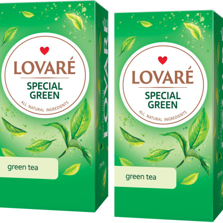 Упаковка чаю Lovare зеленого китайського «Special Green» 2 пачки по 24 пакетики