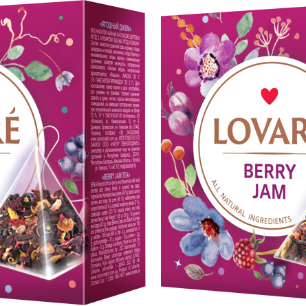 Упаковка чая Lovare Бленд плодово-ягодного и цветочного с ароматом лесных ягод Barry Jam 2 пачки по 15 пирамидок