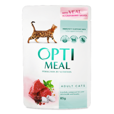 Корм для дорослих котів Optimeal з телятиною у журавлинному соусі mini slide 1