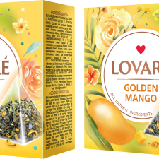 Упаковка чая Lovare зеленого с лепестками цветов и ароматом манго Golden Mango 2 пачки по 15 пирамидок mini slide 1