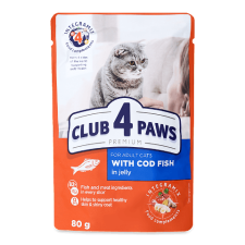 Корм для котів Club 4 Paws Premium з тріскою в желе mini slide 1