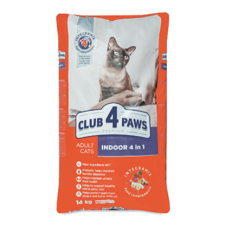 Корм Club 4 Paws 4 в 1 для котів, що живуть у приміщенні, сухий