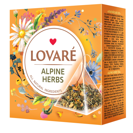 Упаковка чаю Lovare суміш трав'яного, квіткового та плодово-ягідного Альпійський луг 2 пачки по 15 пірамідок