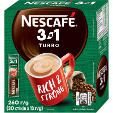 Напій кавовий NESCAFE 3-в-1 Turbo розчинний у стіках 20 шт х 13 г mini slide 1