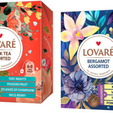 Комплект пакетованого чаю Lovare Асорті Бергамот 32 шт. по 2 г та Асорті Чорний 32 шт. по 2 г mini slide 1