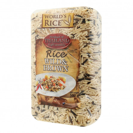 Рис World’s Rice суміш нешліфованого довгозернистого та дикого 500г