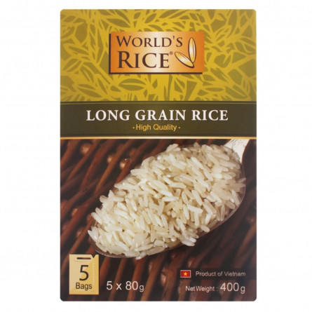 Рис World`s Rice В'єтнамський довгозернистий шліфований в пакетиках 400г