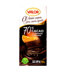 Темний шоколад 70% з апельсином без цукру, Valor, 100г mini slide 1