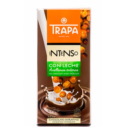 Шоколад молочний з цілим фундуком, Trapa, 175г