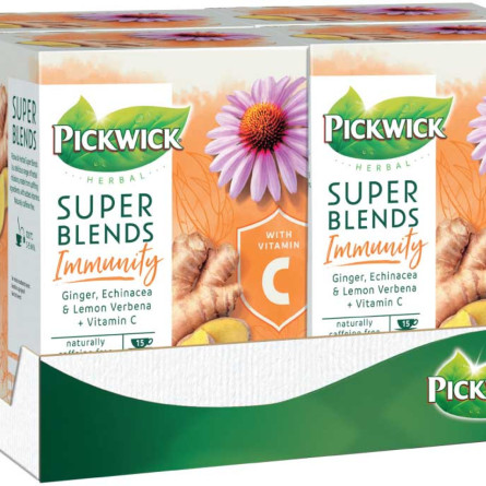 Упаковка чаю трав'яного Pickwick Super Blends Immunity (Імунітет) 4 шт х 15 пакетиків