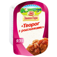 Сир кисломолочний Звени Гора з родзинками 9.5% 200г mini slide 1