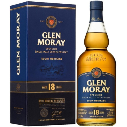 Віскі односолодові Glen Moray 18 років витримки 0.7 л 47.2% у подарунковій упаковці