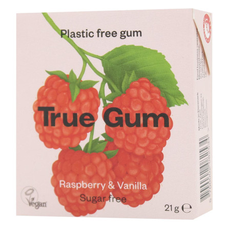 Жевательная резинка True Gum со вкусом малины и ванили без сахара 21г