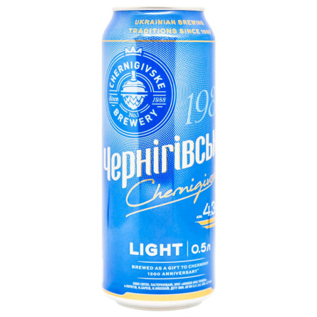 Пиво Чернігівське Light світле пастеризоване 4.3% з/б 0,5л