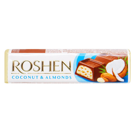 Батончик Roshen молочно-шоколадний з мигдалем та кокосовою начинкою 38г