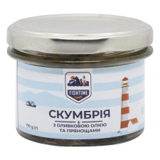 Скумбрія консервована з оливковою олією та прянощами FISHTIME 170 г mini slide 1