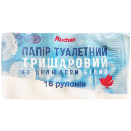 Туалетний папір Ашан тришаровий 16шт