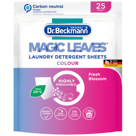 Серветки для прання Dr. Beckmann Magic Leaves для кольорових тканин 25шт