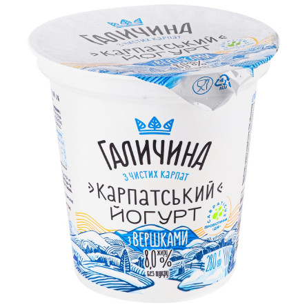 Йогурт Галичина Карпатський десертний з вершками 8% 280г