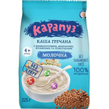 Каша гречана Карапуз молочна з біфідобактеріями, мінералами, вітамінами та пребіотиками 225г mini slide 1
