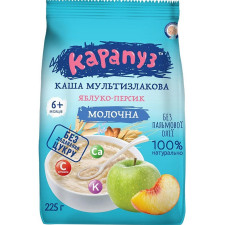 Каша мультизлакова Карапуз молочна з яблуком і персиком 225г mini slide 1