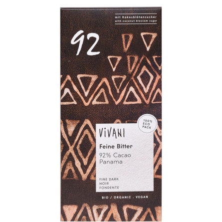 Шоколад чорний органічний 92%, Vivani, 80г
