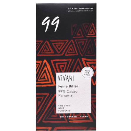 Шоколад чёрный органический 99%, Vivani, 80г