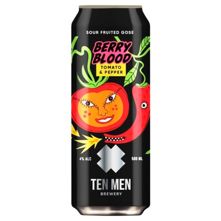 Пиво Ten Men Berry Blood: Tomato and Pepper напівтемне нефільтроване 4% 0,5л slide 1