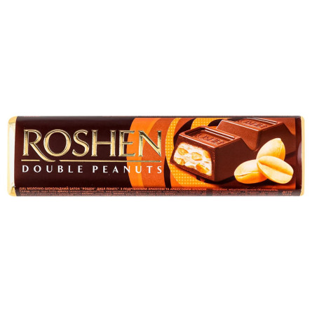 Батончик Roshen Double Peanuts молочно-шоколадний арахіс-крем 39г slide 1