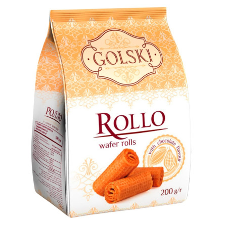 Вафельные рулетики Golski Rollo со вкусом шоколада 200г