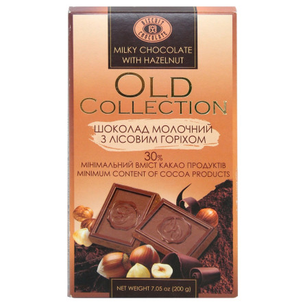 Шоколад Бісквіт-Шоколад Old Collection молочний з лісовим горіхом 32% 200г slide 1