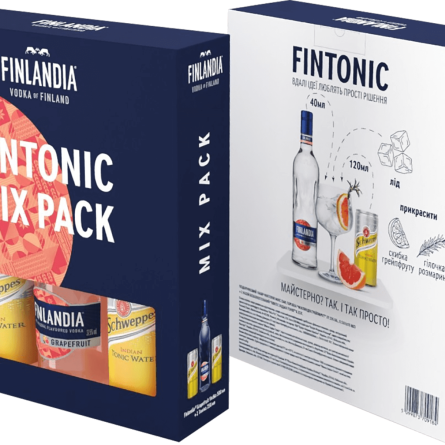 Набір подарунковий Finlandia Fintonic Mix Pack горілка Grapefruit 0,5 л 1 шт + швепс Tonic Water 0,25 л 2 шт slide 1