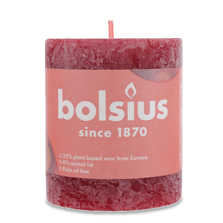 Свічка Bolsius «Руcтик» оксамитова червона 80X68 мм