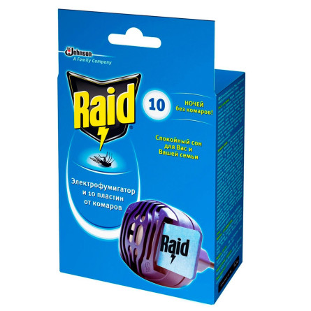 Електрофумігатор Raid від комарів в комплекті з 10 пластинами