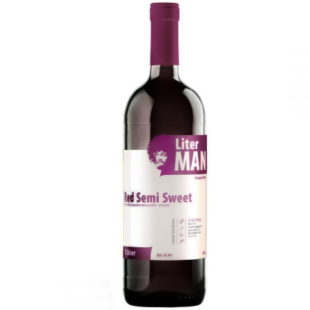 Вино LiterMan червоне напівсолодке 12,5% 1л