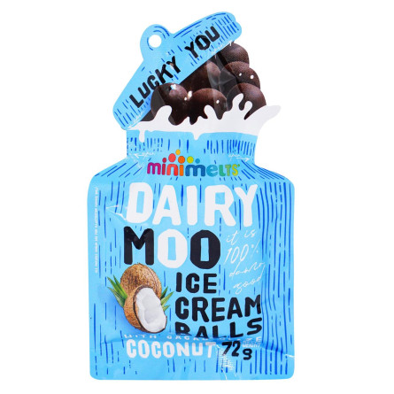 Морозиво кульки з какао глазр'ю Кокос Mini Melts 72г