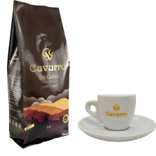 Набір Cavarro Кава в зернах De Gusto 1 кг + Чашка еспресо з блюдцем 70 мл mini slide 1