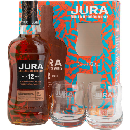 Виски Jura 12yo 0.7 л 40% подарочная коробка + 2 бокала (2148042480423_5013967014565) slide 1