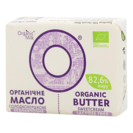 Масло Organic Milk солодковершкове органічне безлактозне 82,6% 190г