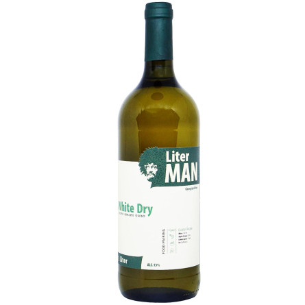 Вино Liter Man белое сухое 13% 1л