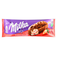 Морозиво Milka зі смаком чізкейку та полуничного сорбету в молочному шоколаді з бісквітною крихтою 67г mini slide 1
