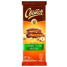 Шоколад СВІТОЧ® молочный карамель лесной орех 87г mini slide 1