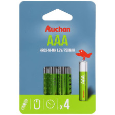Акумулятори Auchan Basic 750 ААА 4шт mini slide 1