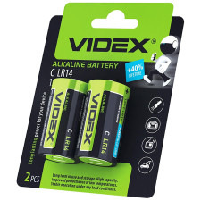 Батарейка Videx Blister Card LR14/С 2шт mini slide 1