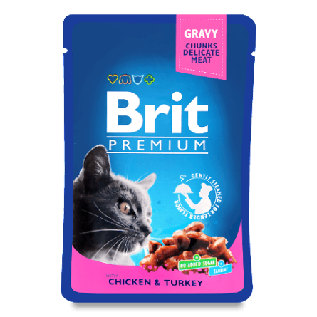 Корм для котів Brit «Преміум» з куркою та індичкою