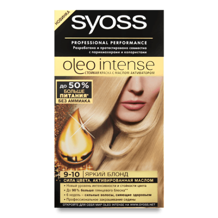 Фарба для волосся Syoss Oleo Intense 9-10 «Яскравий блонд»